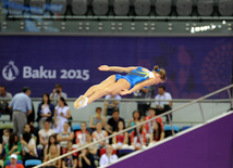 Bakı-2015 Avropa Oyunları çərçivəsində batut gimnastikası üzrə kişilər və qadınlar arasında təsnifat yarışları. Azərbaycan, 17 iyun 2015 